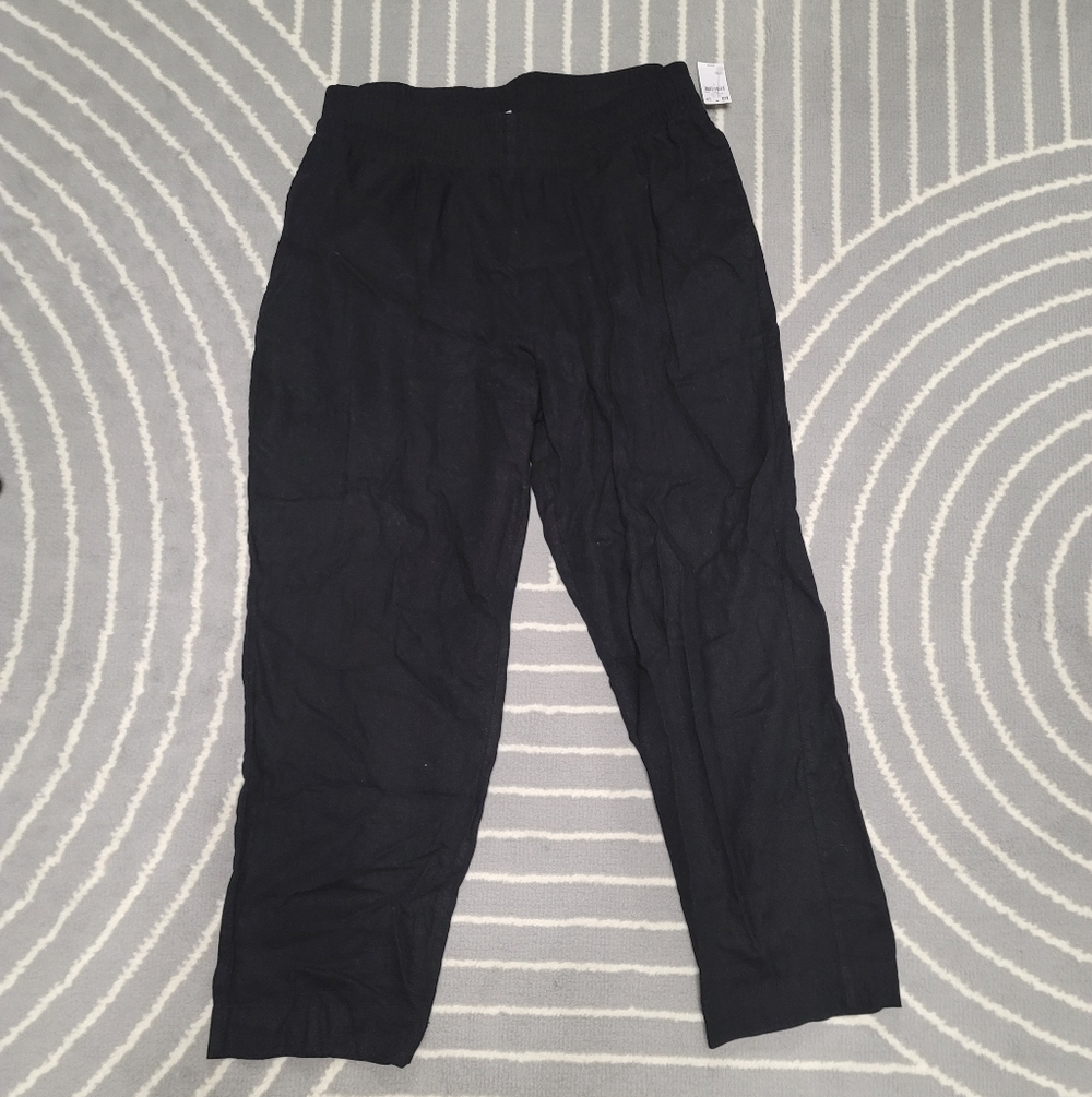 NWT Old Navy High Rise Straight Leg Linen Pants - Black Size Large